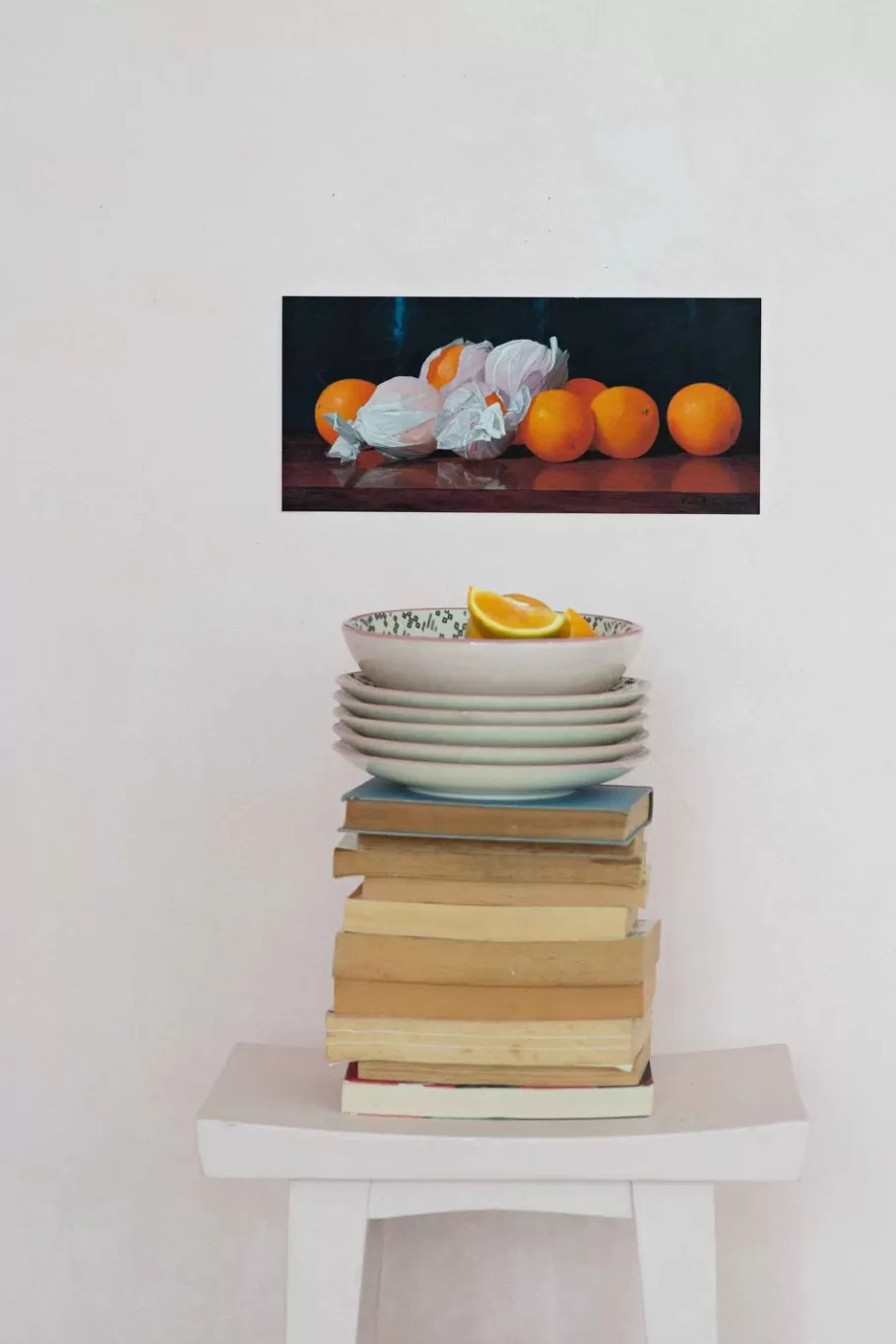 Women Lazybones Art Print Wrapped Oranges