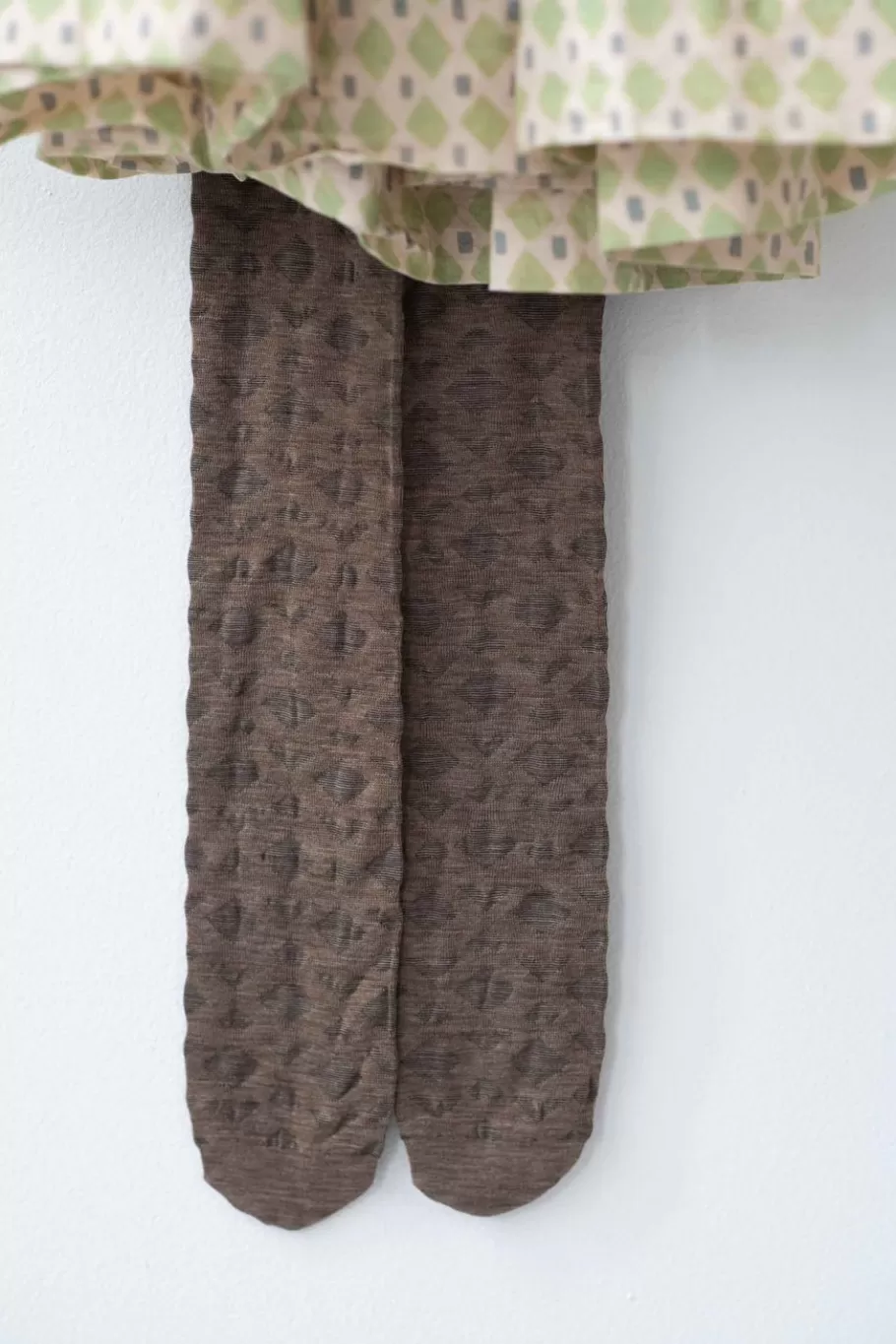 Women Lazybones Deco Brown Wool Tights
