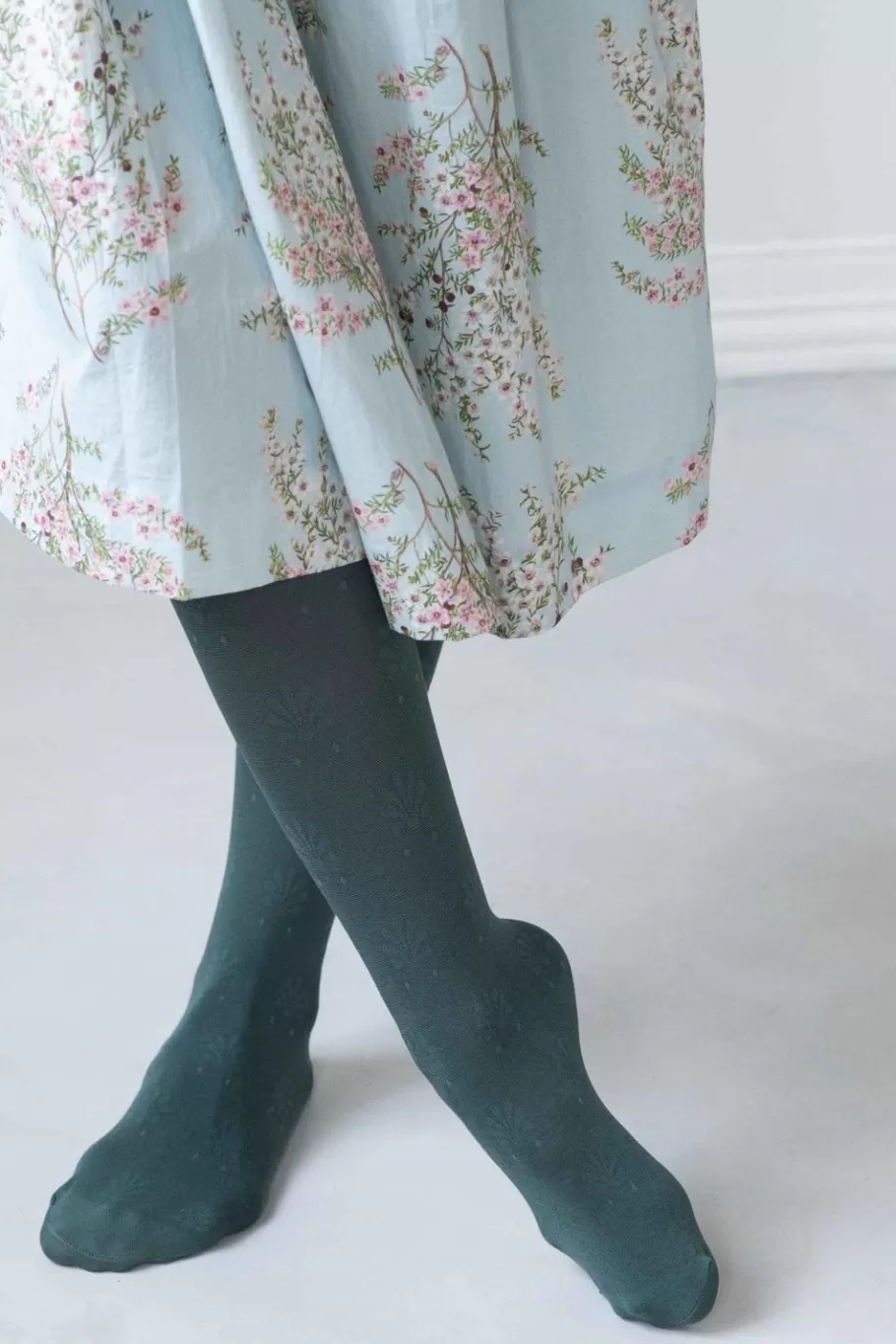 Women Lazybones Fleur Teal Cotton Tights