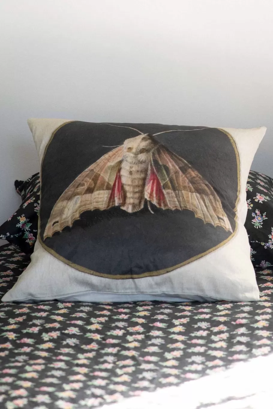 Women Lazybones Moth Cushion Cover *Organic Cotton