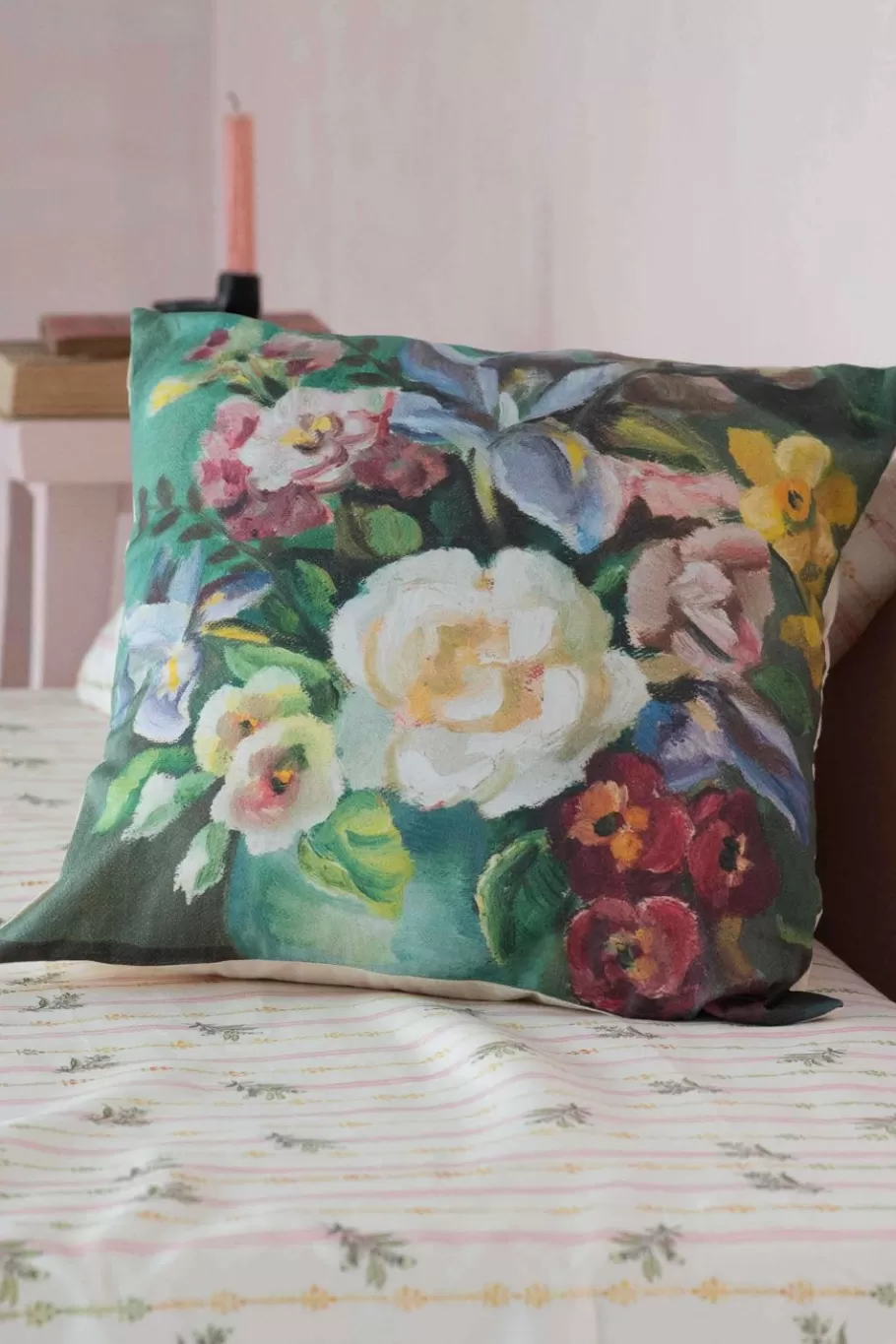 Women Lazybones Painted Flowers Cushion Cover *Organic Cotton
