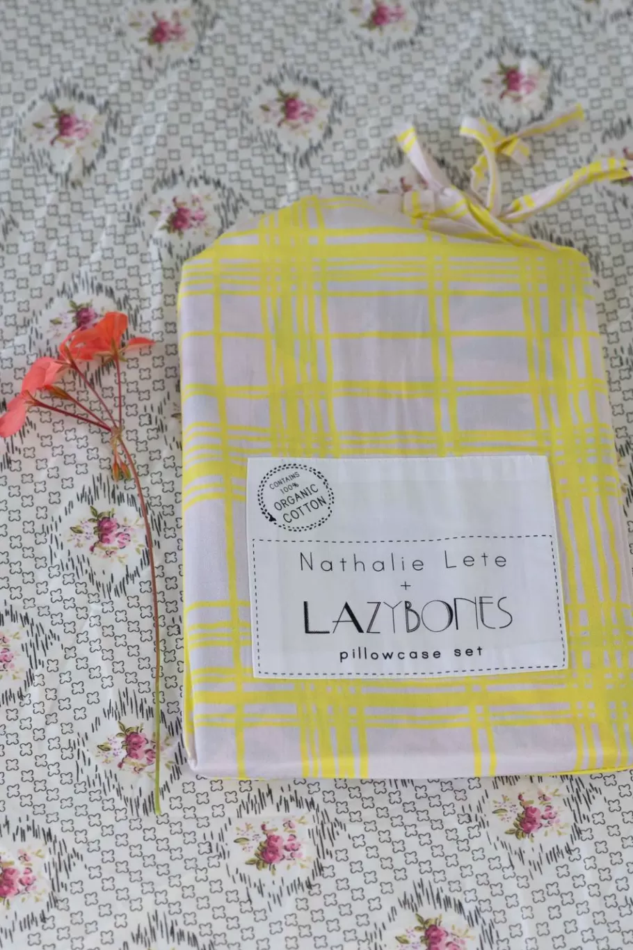 rainbow_floral_pink_pillowcase_set_organic_cotton_4.webp Women Lazybones Rainbow Floral Pink Pillowcase Set *Organic Cotton