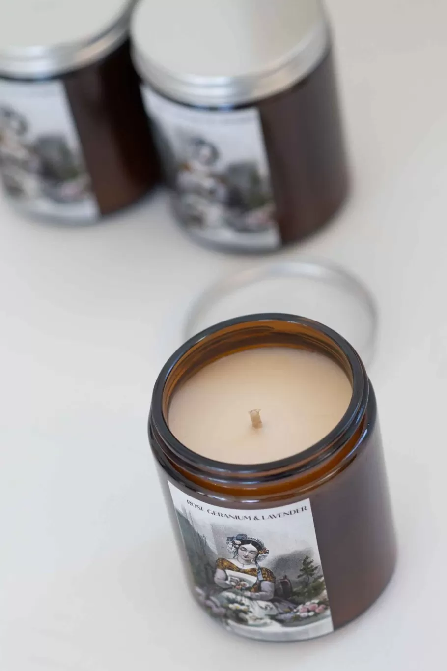 rose_geranium__lavender_soy_candle_2.webp Women Lazybones Rose Geranium & Lavender Soy Candle