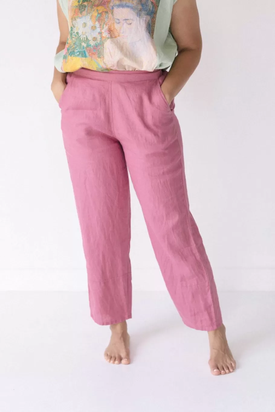 Women Lazybones Sara Linen Pant In Rose
