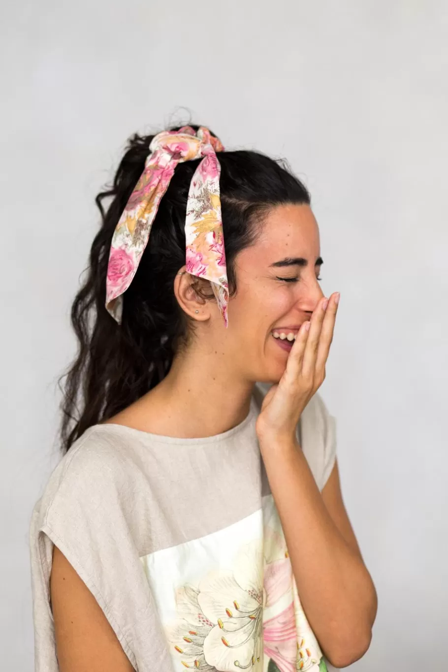 Women Lazybones Scrunchie With Scarf In Peony