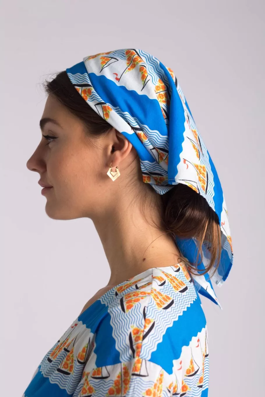 Women Lazybones Square Scarf In Seaside *Organic Cotton