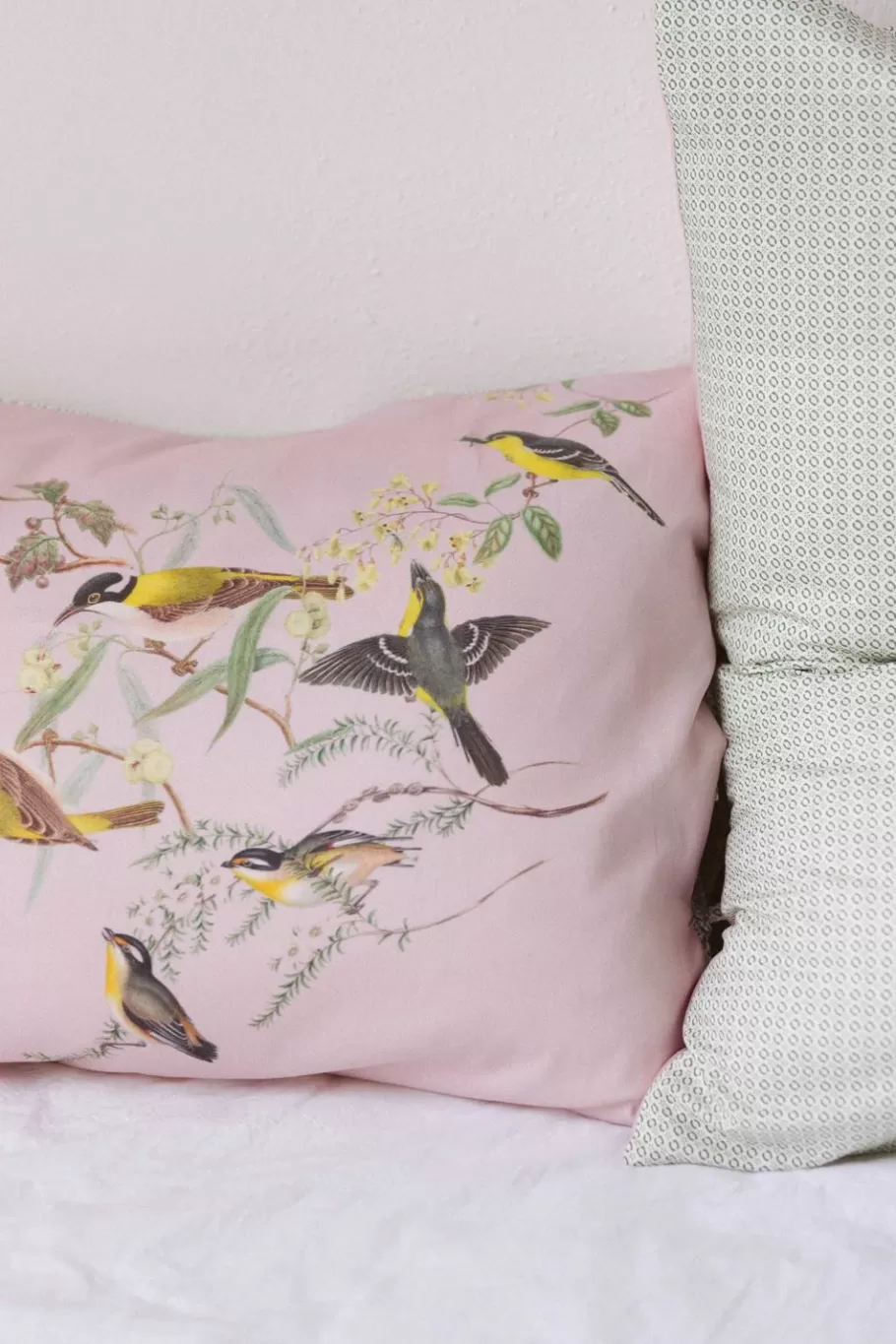 Women Lazybones Yellow Birds Pillowcase Set *Organic Cotton